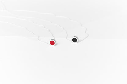Necklace "Circle" (8 mm) with black enamel