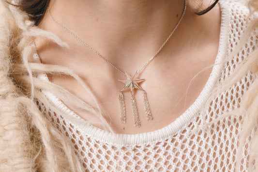 Necklace "Guiding star" with chains