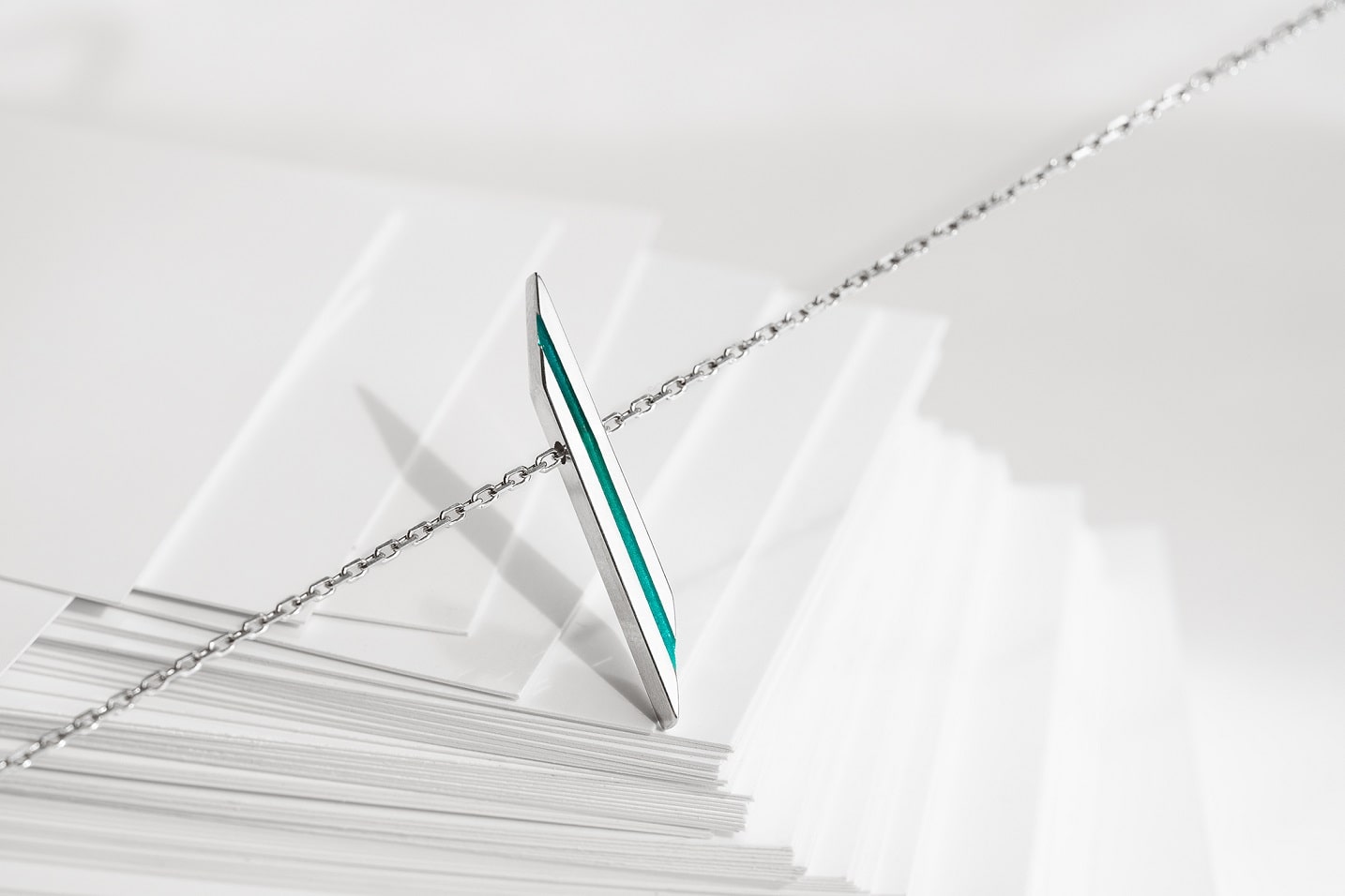 Necklace "Stripe" diagonal with enamel