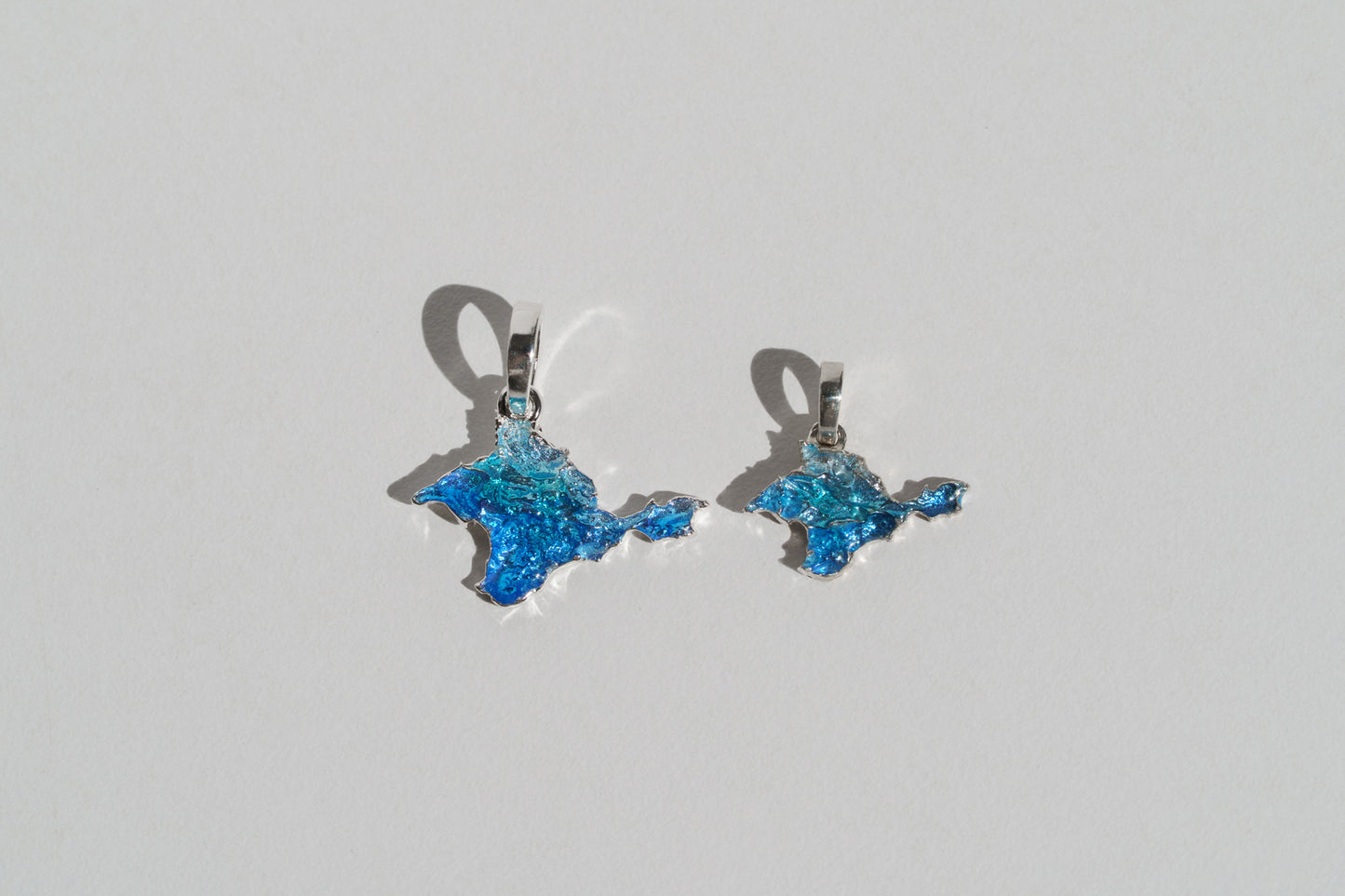 Pendant "Ukrainian Peninsula" textured with blue enamel