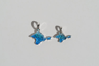 Pendant "Ukrainian Peninsula" textured with blue enamel