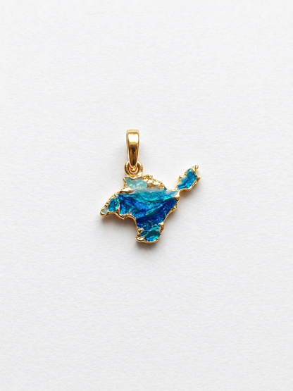 Pendant "Ukrainian Peninsula" textured with blue enamel