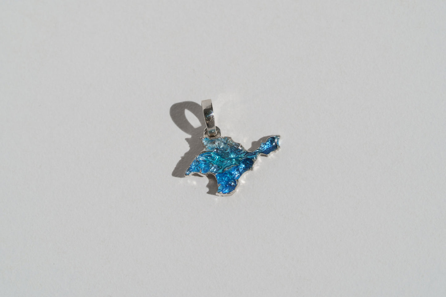 Pendant "Ukrainian Peninsula" textured with blue enamel