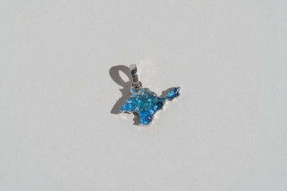 Pendant "Ukrainian Peninsula" textured with blue enamel