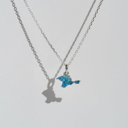 Pendant "Ukrainian Peninsula" textured with blue enamel