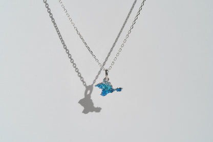Pendant "Ukrainian Peninsula" textured with blue enamel