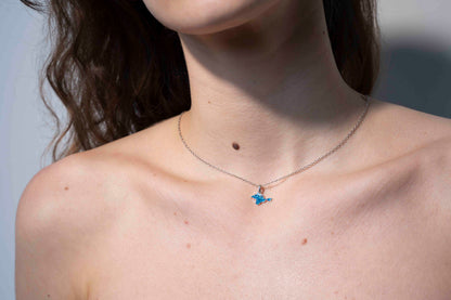 Pendant "Ukrainian Peninsula" textured with blue enamel