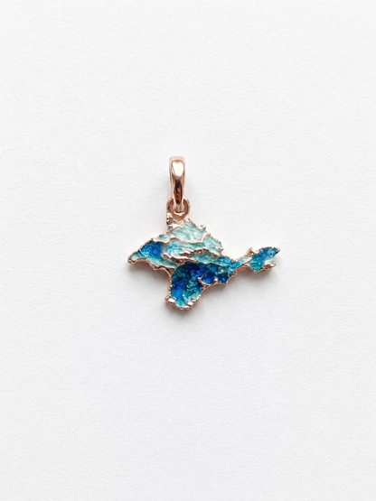 Pendant "Ukrainian Peninsula" textured with blue enamel