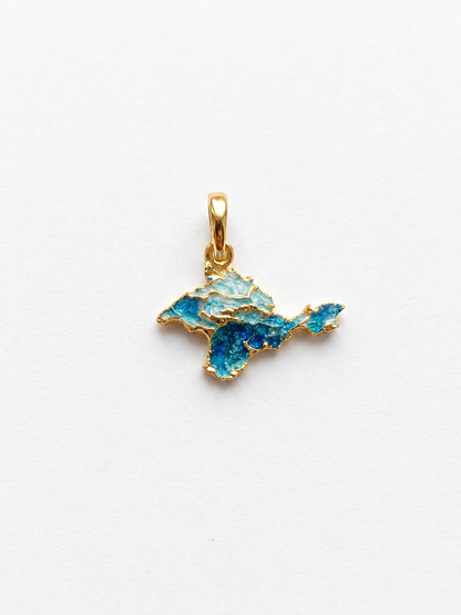 Pendant "Ukrainian Peninsula" textured with blue enamel