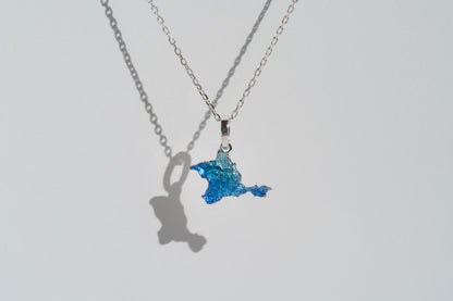 Pendant "Ukrainian Peninsula" textured with blue enamel