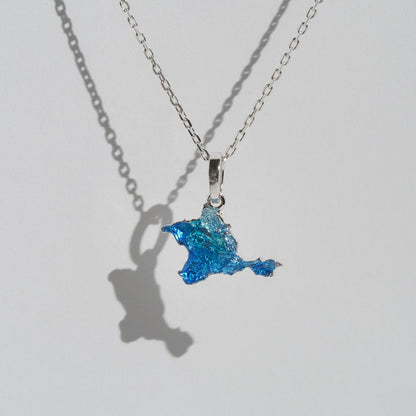 Pendant "Ukrainian Peninsula" textured with blue enamel