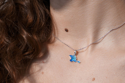Pendant "Ukrainian Peninsula" textured with blue enamel