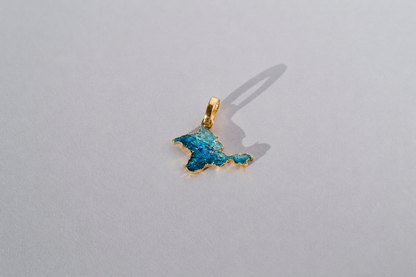 Pendant "Ukrainian Peninsula" textured with emerald enamel