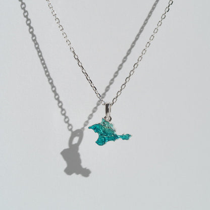 Pendant "Ukrainian Peninsula" textured with emerald enamel