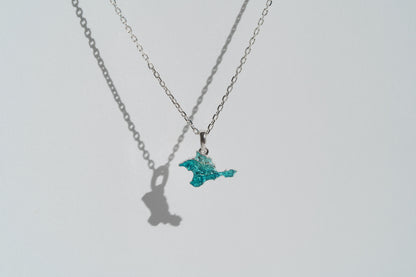 Pendant "Ukrainian Peninsula" textured with emerald enamel