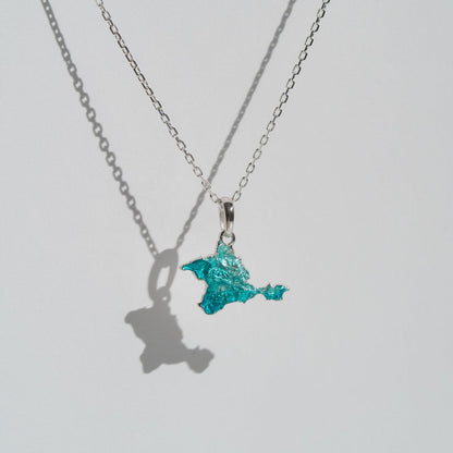 Pendant "Ukrainian Peninsula" textured with emerald enamel