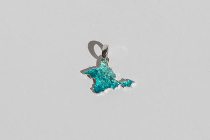 Pendant "Ukrainian Peninsula" textured with emerald enamel