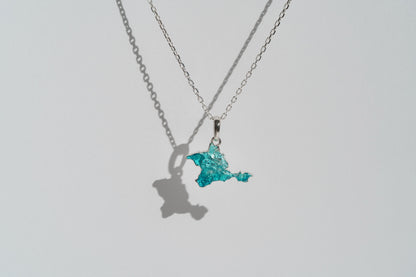 Pendant "Ukrainian Peninsula" textured with emerald enamel