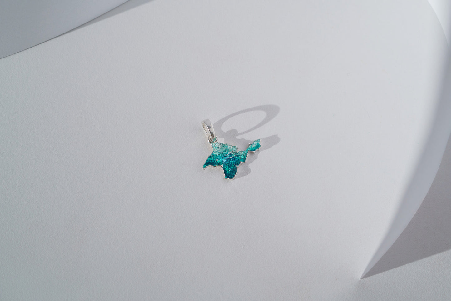 Pendant "Ukrainian Peninsula" textured with emerald enamel