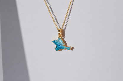 Pendant "Ukrainian Peninsula" textured with emerald enamel