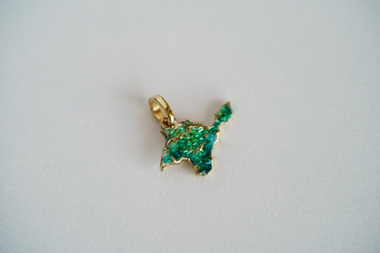 Pendant "Ukrainian Peninsula" textured with emerald enamel