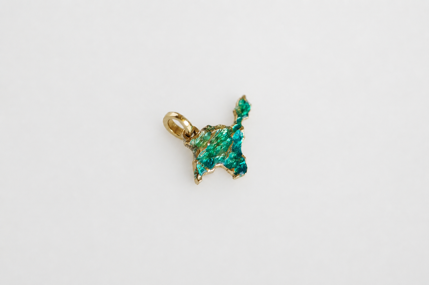 Pendant "Ukrainian Peninsula" textured with emerald enamel
