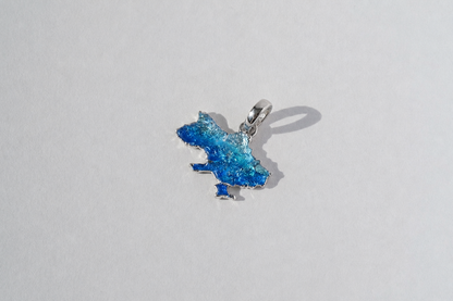 Pendant "United" textured with blue enamel