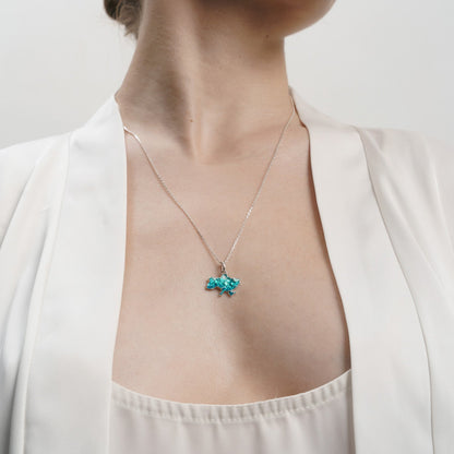 Pendant "United" textured with emerald enamel