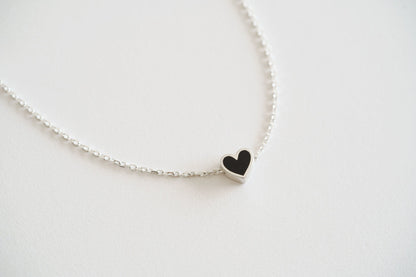 Necklace "Heart" with black enamel