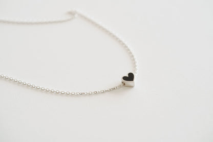 Necklace "Heart" with black enamel