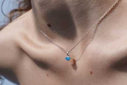 Pendant "Heart" textured with blue enamel