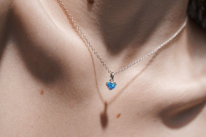 Pendant "Heart" textured with blue enamel