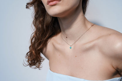 Pendant "Heart" textured with emerald enamel