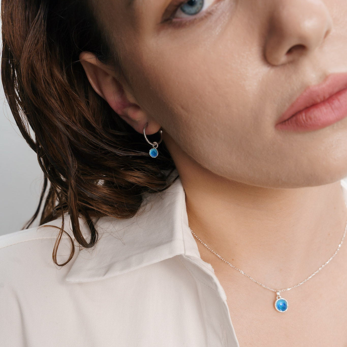Pendant for hoop earring “Sea” (6 mm) blue