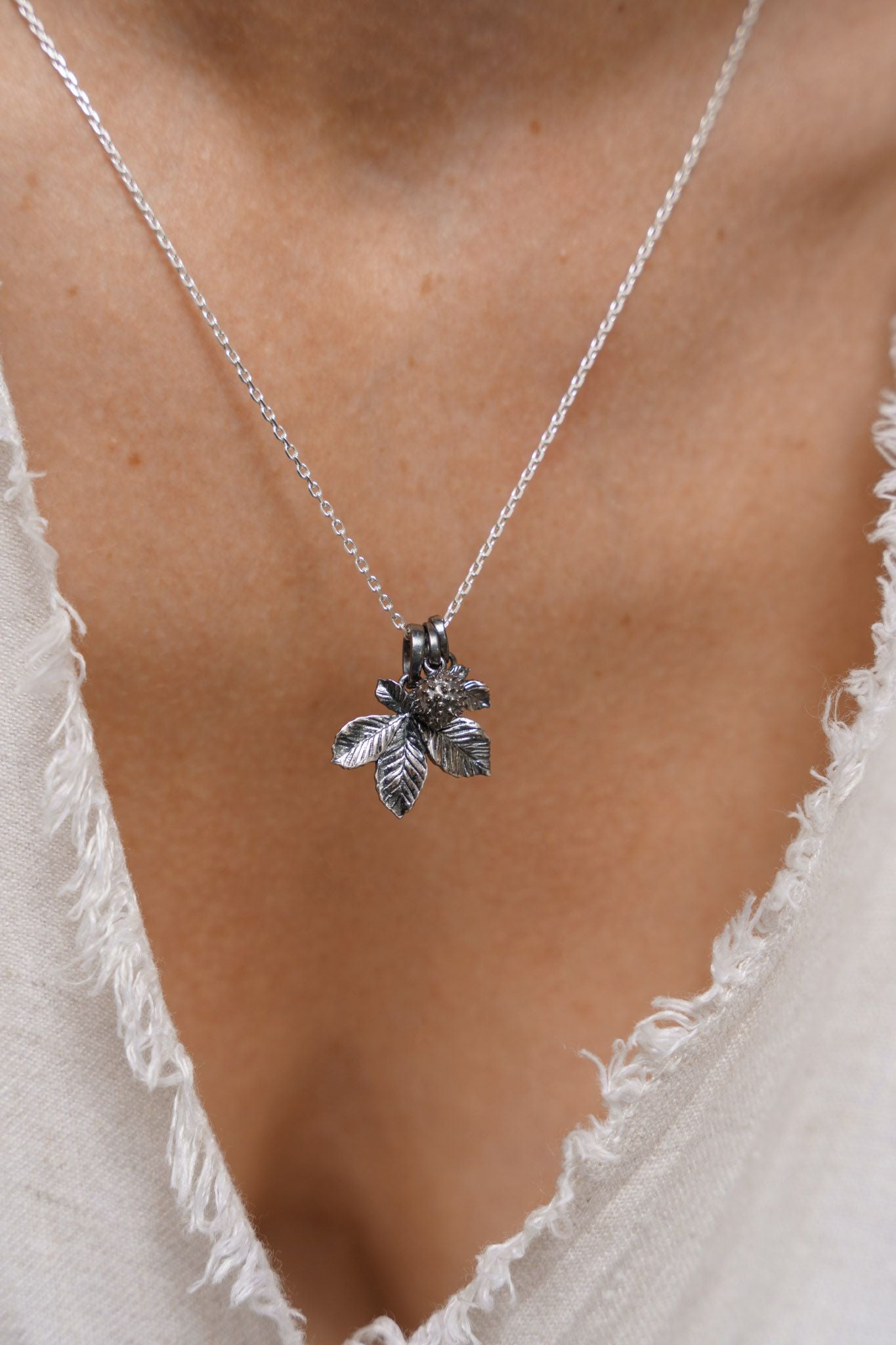 Pendant set “Chestnut Nut&Leaf” (10&20 mm) blackened