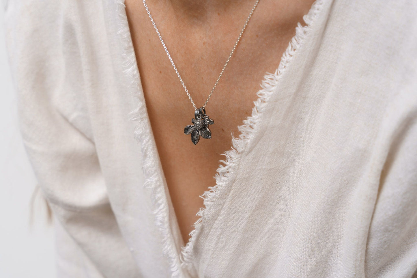 Pendant set “Chestnut Nut&Leaf” (10&20 mm) blackened