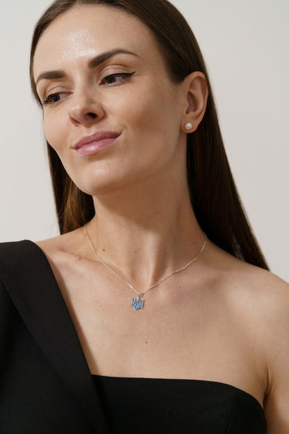 Pendant "Trident" texutured with blue enamel (20 mm)