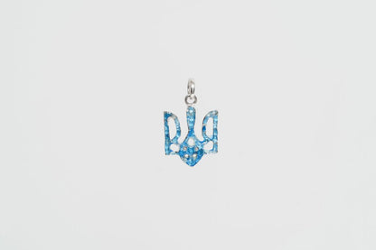 Pendant "Trident" texutured with blue enamel (20 mm)