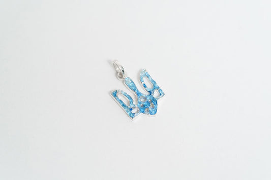 Pendant "Trident" texutured with blue enamel (20 mm)