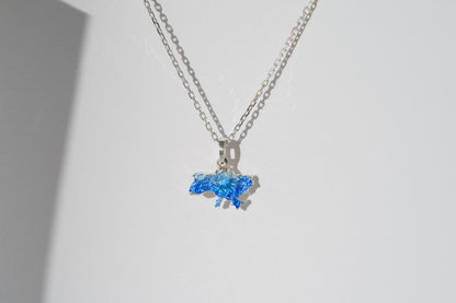 Pendant "United" textured with blue enamel