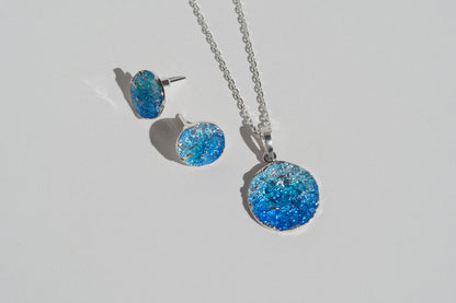 Disc earrings "Wave" (10 mm) blue