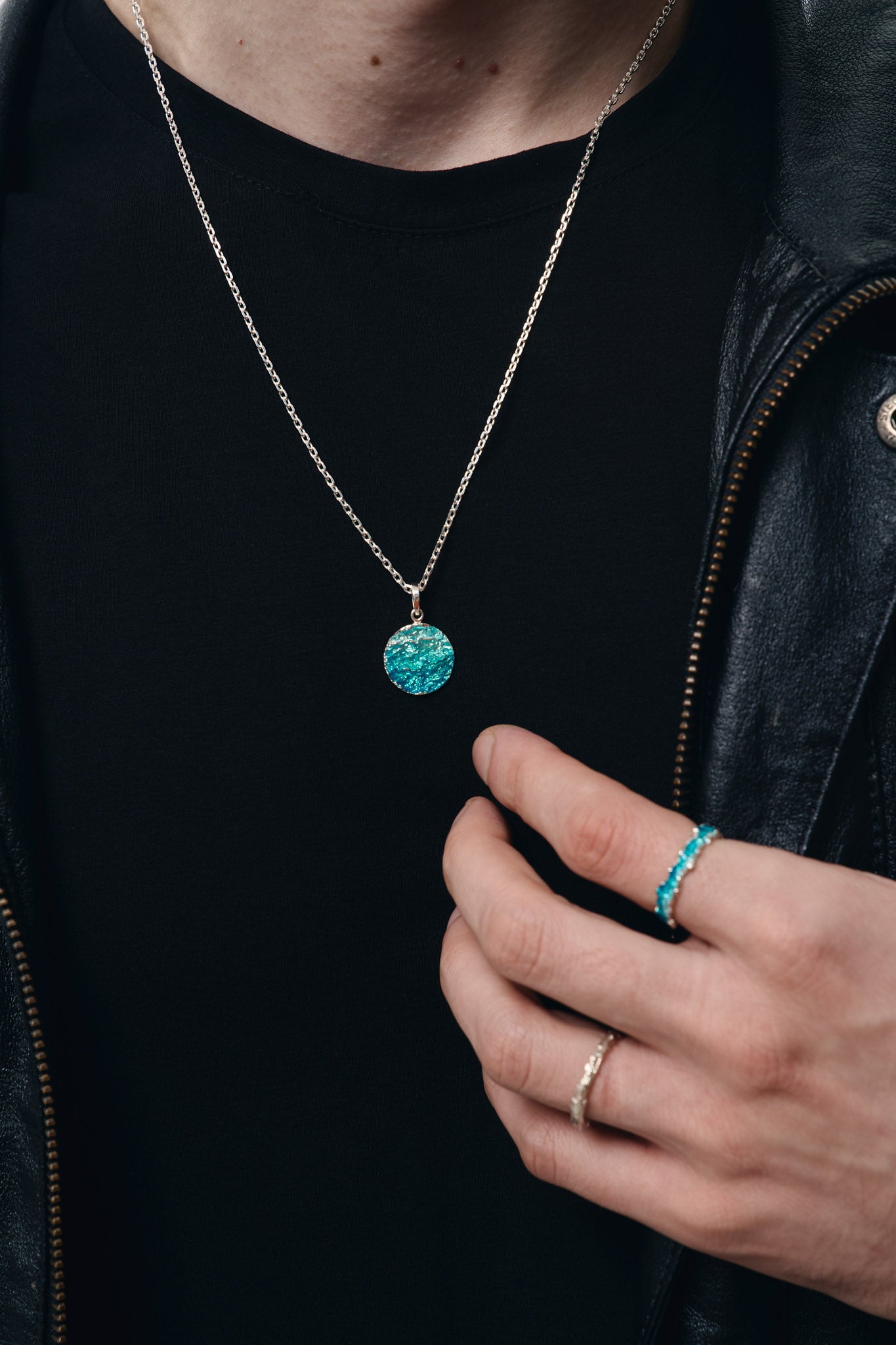 Pendant-disc "Wave" (15 mm) emerald