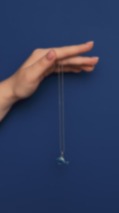 Pendant "Ukrainian Peninsula" textured with blue enamel