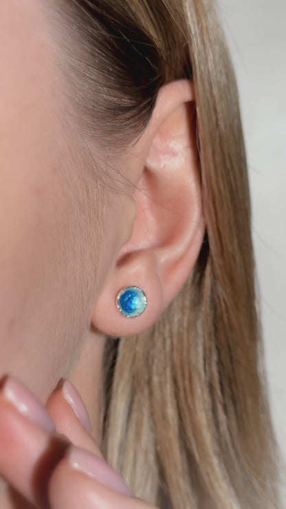 Earrings "Sea" (7,5 mm) blue