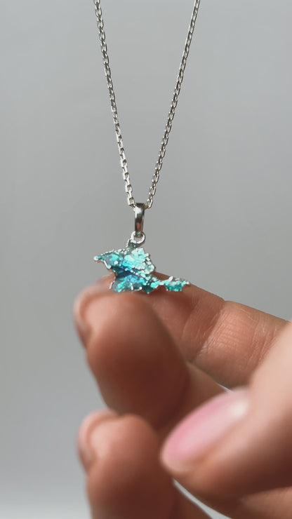 Pendant "Ukrainian Peninsula" textured with emerald enamel