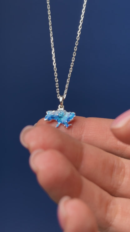 Pendant "United" textured with blue enamel