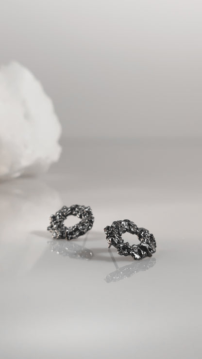 Stud earrings "Asteroid cluster" blackened