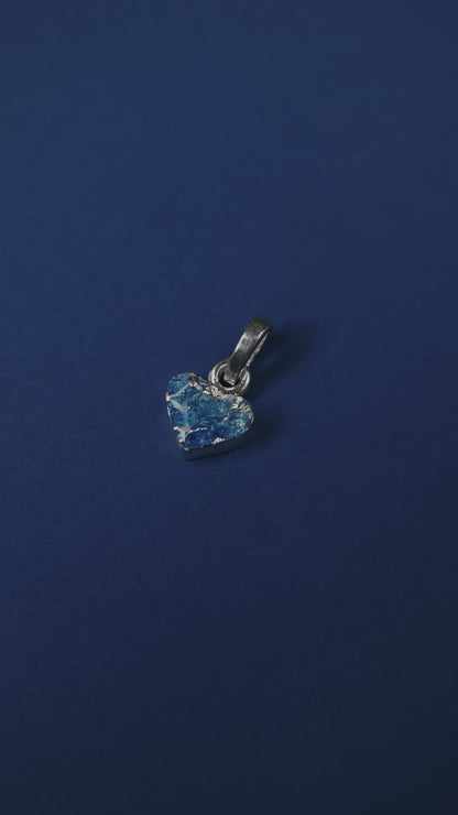 Pendant "Heart" textured with blue enamel