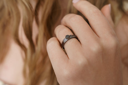 Ring "Anthracite" blackened (4 mm) with black cubic zirconia