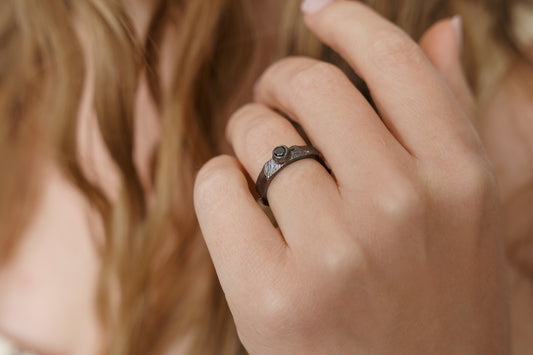 Ring "Anthracite" blackened (4 mm) with black cubic zirconia